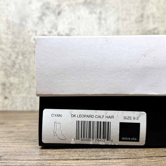 Dolce Vita leopard print Cyan fur heeled booties, animal print boots, size 9.5 - Picture 3 of 8